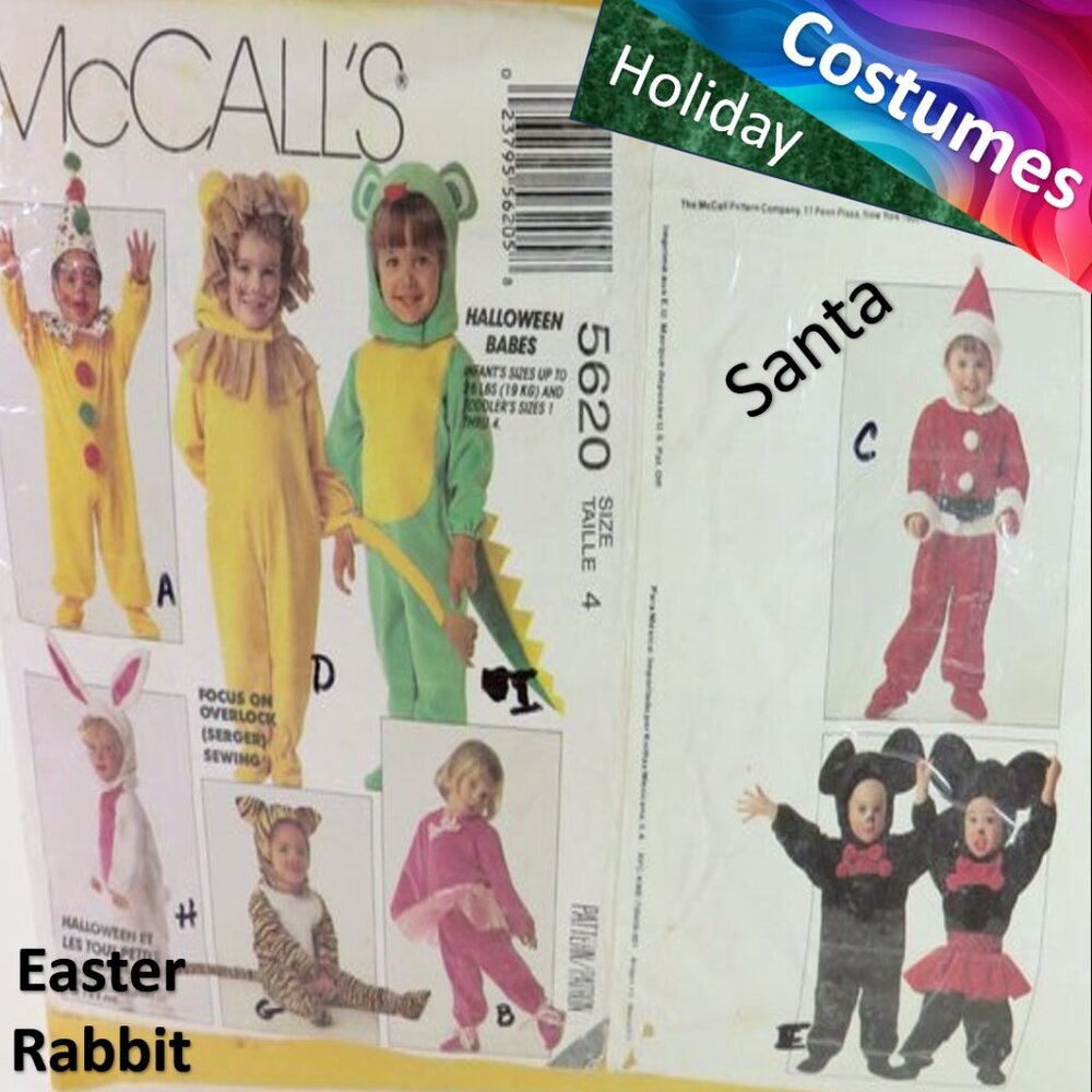 McCalls 5620 Clothing pattern Costumes size 4 Halloween, Easter, Christmas
